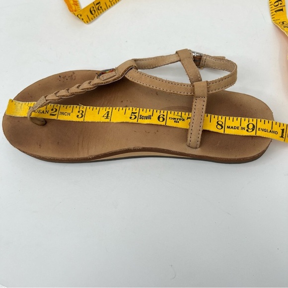 Rainbow brown leather braided T- Strap flat sandals - Picture 7 of 10